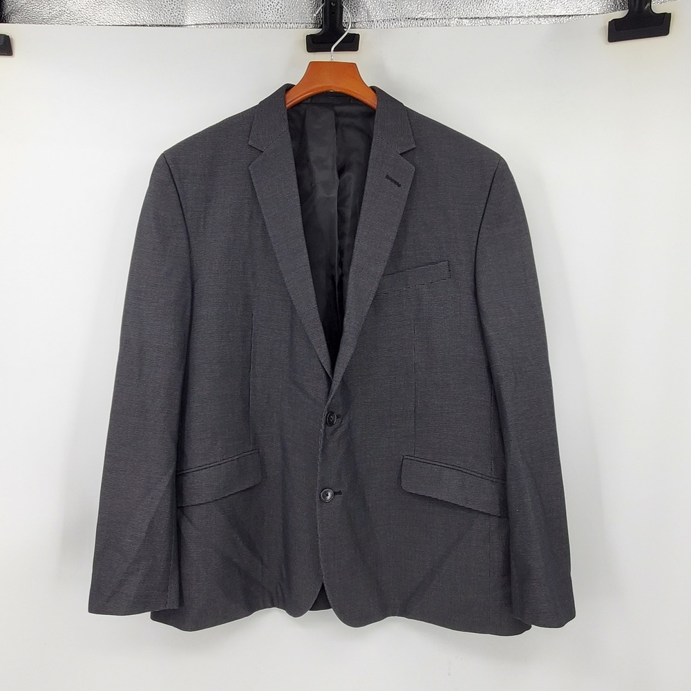 Kenneth Cole New York Mens 46R Blazer Charcoal Grey 2 Button Sport Coat Jacket